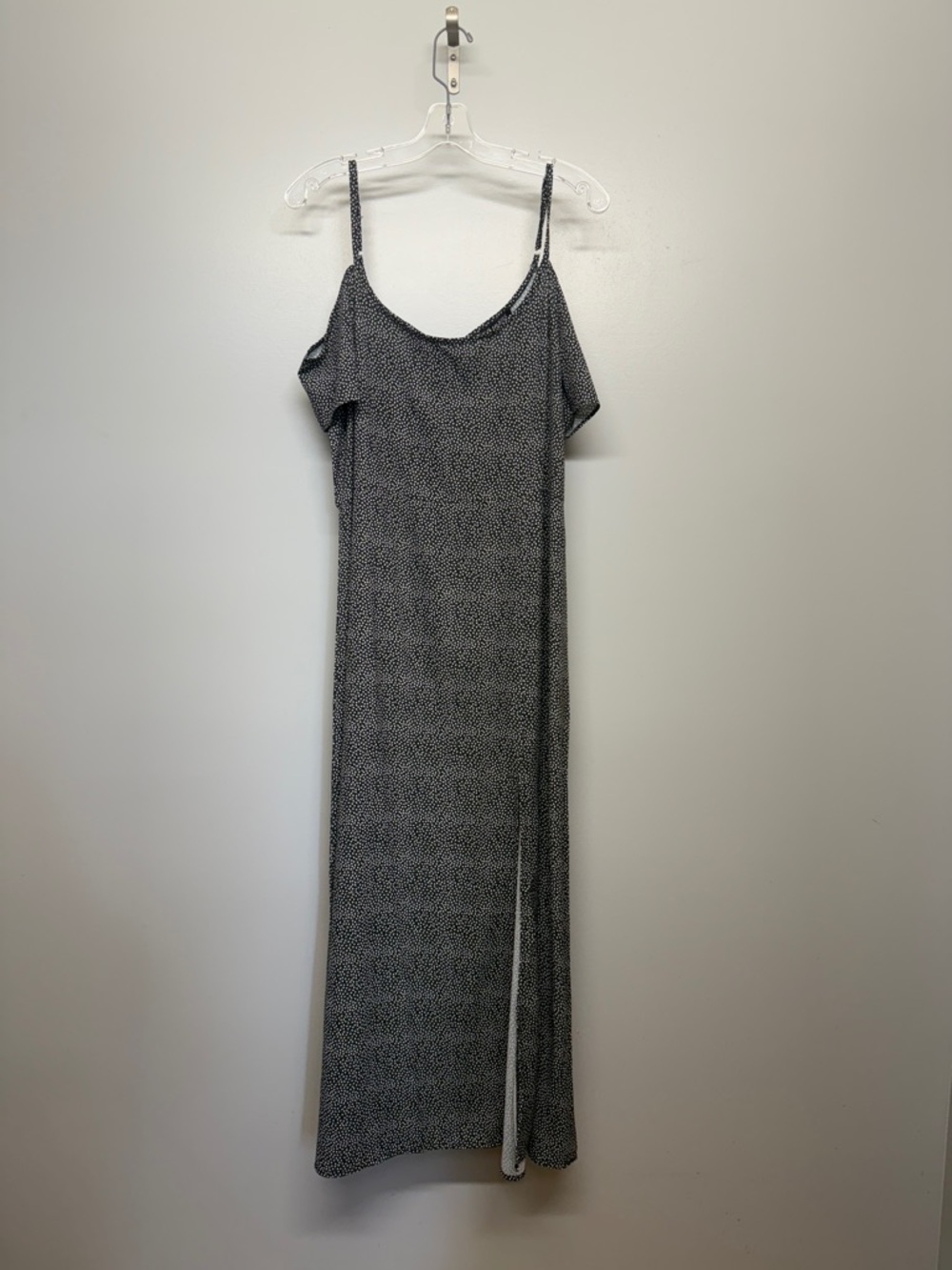 MILAN KISS Gray & Black Maxi Dress - Polka Dot Detail